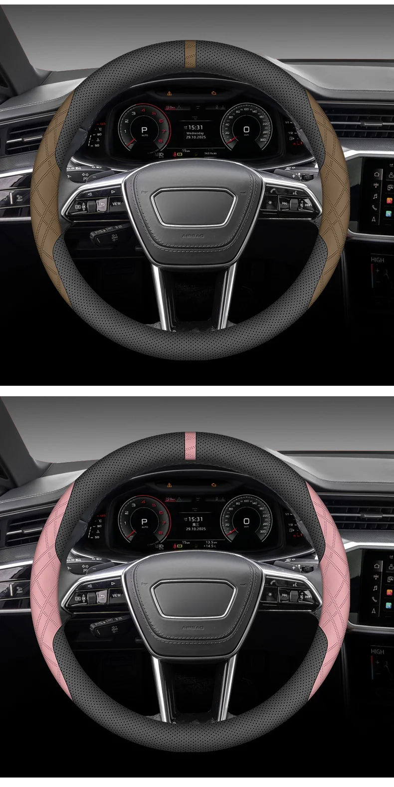 Couvre Volant Toyota Camry, RAV4, Highlander, Avalon, Sienna, Venza en Cuir Nappa Perforé, 8 Coloris