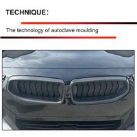 Cadre de Calandre en Carbone Préimprégné BMW Série 2 G42 Coupé M240i 2021-2024 Noir Brillant