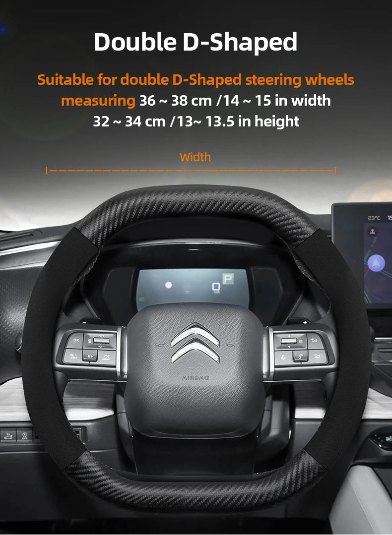 Housse de Volant Citroën Daim et Texture Carbone C3 C4 X Berlingo C5 Aircross Jumper Spacetourer Ami X