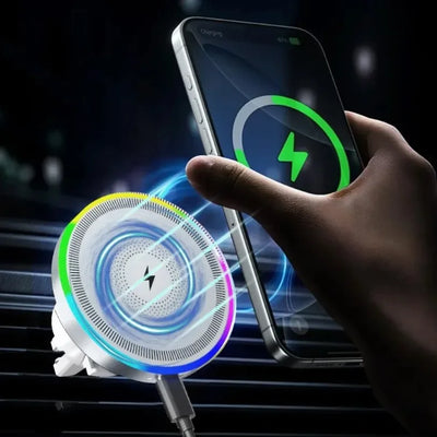 Support Téléphone Voiture Magnétique Anneau RGB Charge Rapide