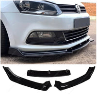 Lame Avant VW Polo MK5 6R 6C 2010-2017 Noir Brillant 3 Éléments