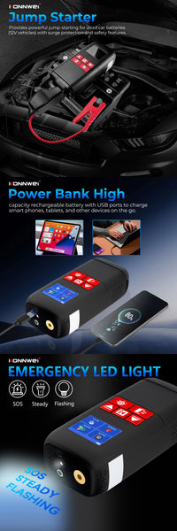 Booster de Batterie Voiture KONNWEI SA500 1000A avec Compresseur