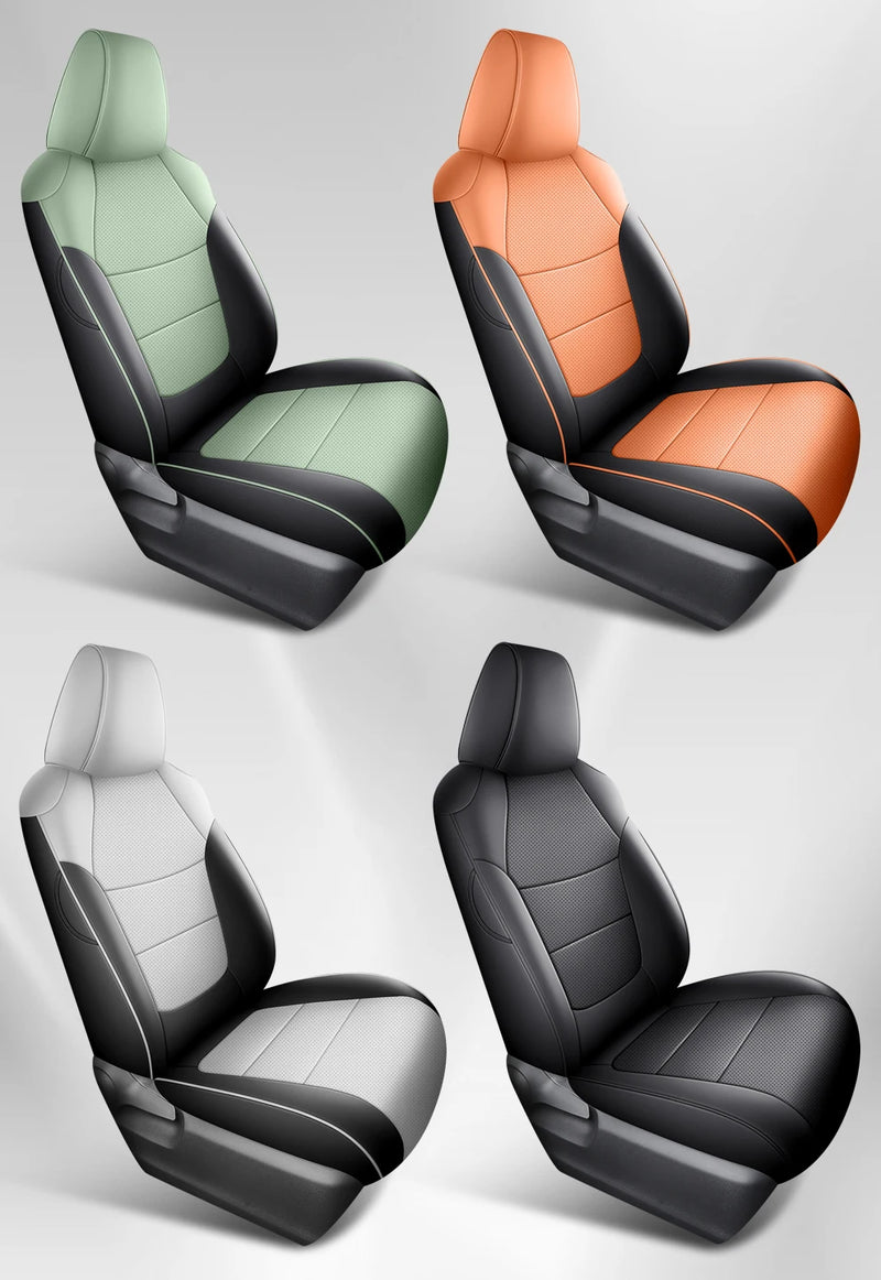 Housses de Siège Cuir Toyota RAV4 2020-2023 Sur Mesure 5 ou 9 Pièces Orange Vert Gris Noir