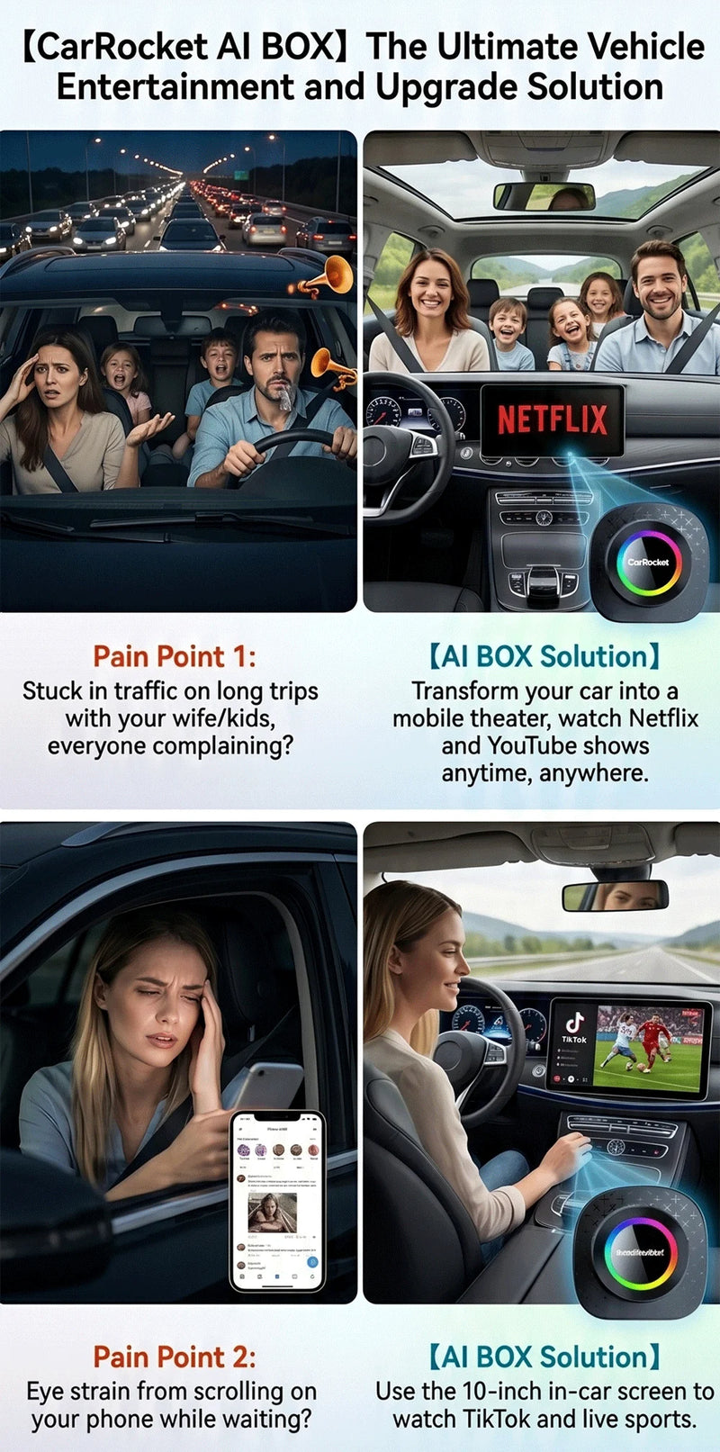 Boîtier CarPlay CarRocket Plus Android 15 4G GPS Sans Fil
