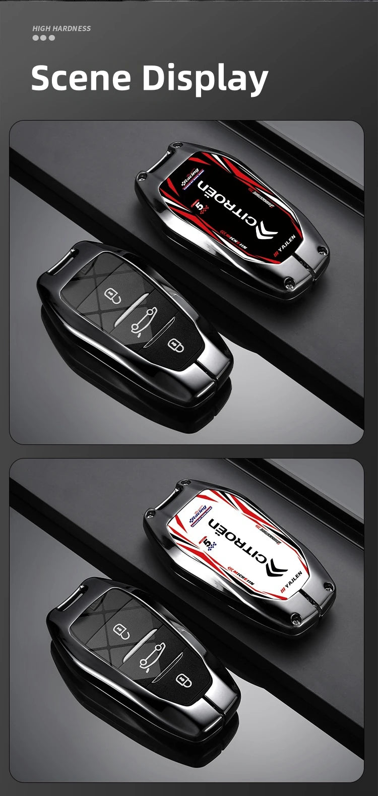 Étui de Protection Clé Citroën C3 C4 C5 Berlingo Picasso Alliage de Zinc Blanc ou Noir