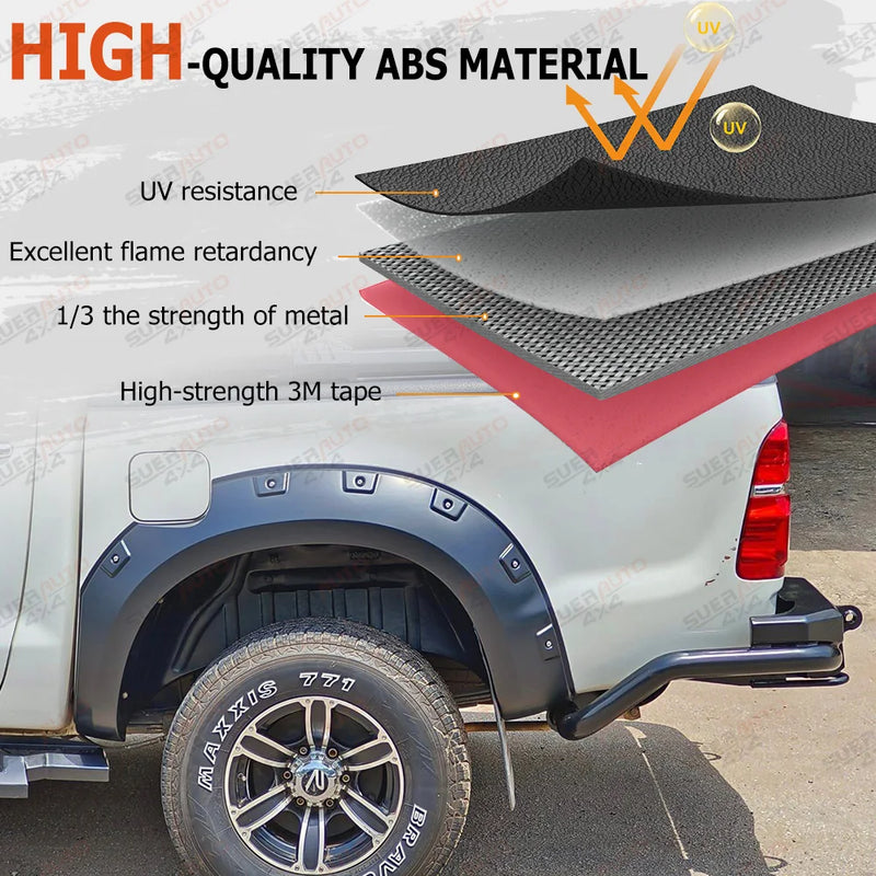Élargisseurs d'Ailes Style Poche Toyota Hilux Vigo SR SR5 2005-2014 Noir Mat, Jeu de 4 Pièces
