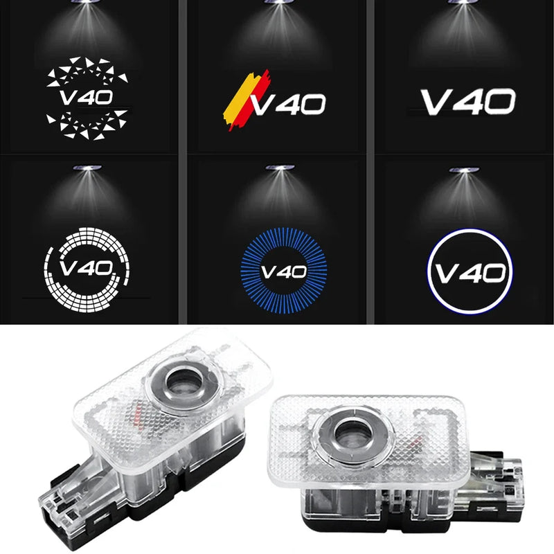 Projecteur Porte Volvo V40 2013-2019 LED, Lot de 2, 8 Motifs, Remplacement Direct