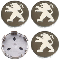 Cache-Moyeux Peugeot 60 mm avec Autocollant Alu, Lot de 4, Six Modèles, Ancien Lion ou Nouveau Blason