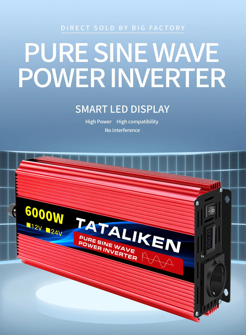 Convertisseur Pur Sinus 12V 24V 220V Voiture 1000 à 8000 W
