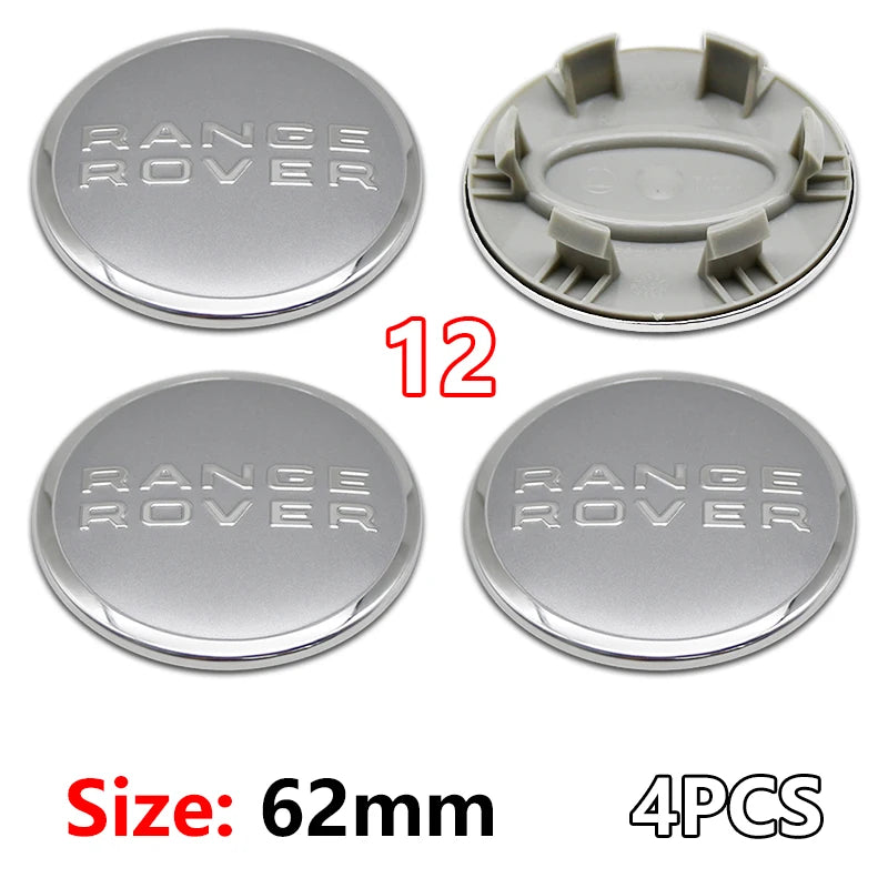 Cache-Moyeux Land Rover 62 mm Lot de 4 Emblèmes de Jante 3D ABS Chromé pour Evoque Defender Discovery 4 Range Rover Sport