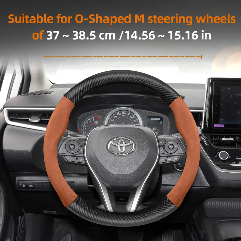 Couvre Volant Toyota Yaris, Corolla, C-HR, RAV4, Hilux, Aygo en Daim et Carbone, Tailles S, M et L