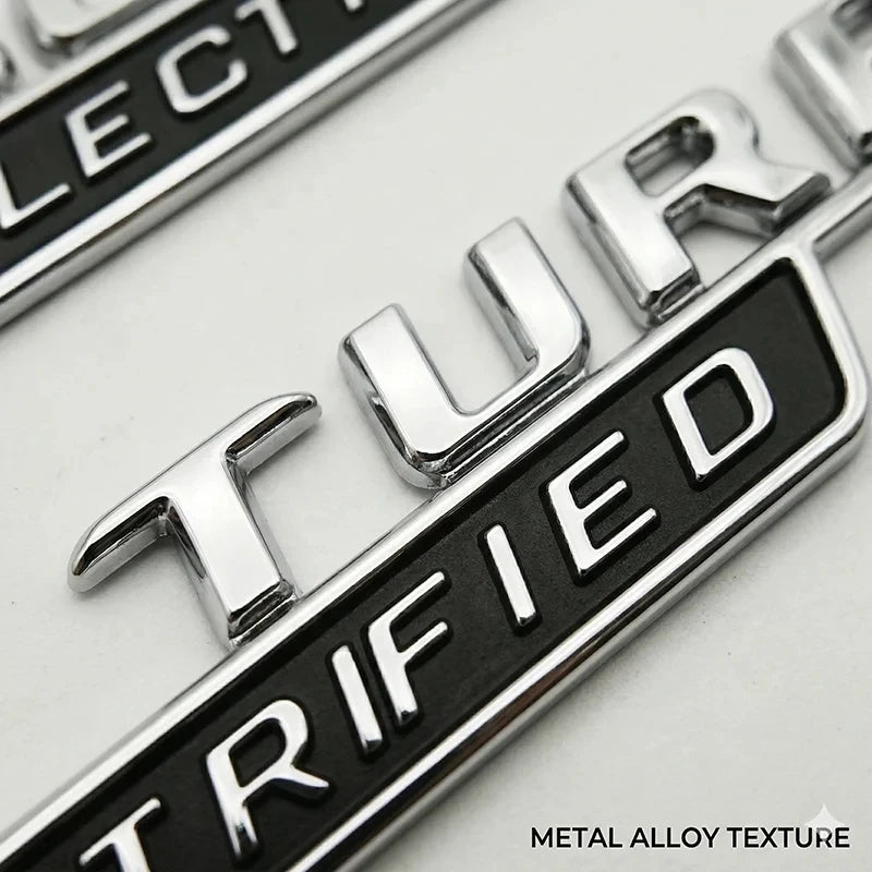 Emblèmes Turbo Electrified Mercedes AMG C63 W206, Lot de 2, Noir Brillant ou Chrome, 15,2 cm