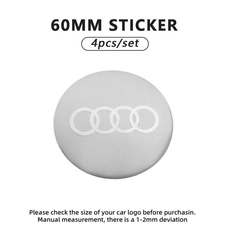 Cache-Moyeux Audi A3 A4 RS3 56mm 60mm 65mm Emblème — vue de trois quarts