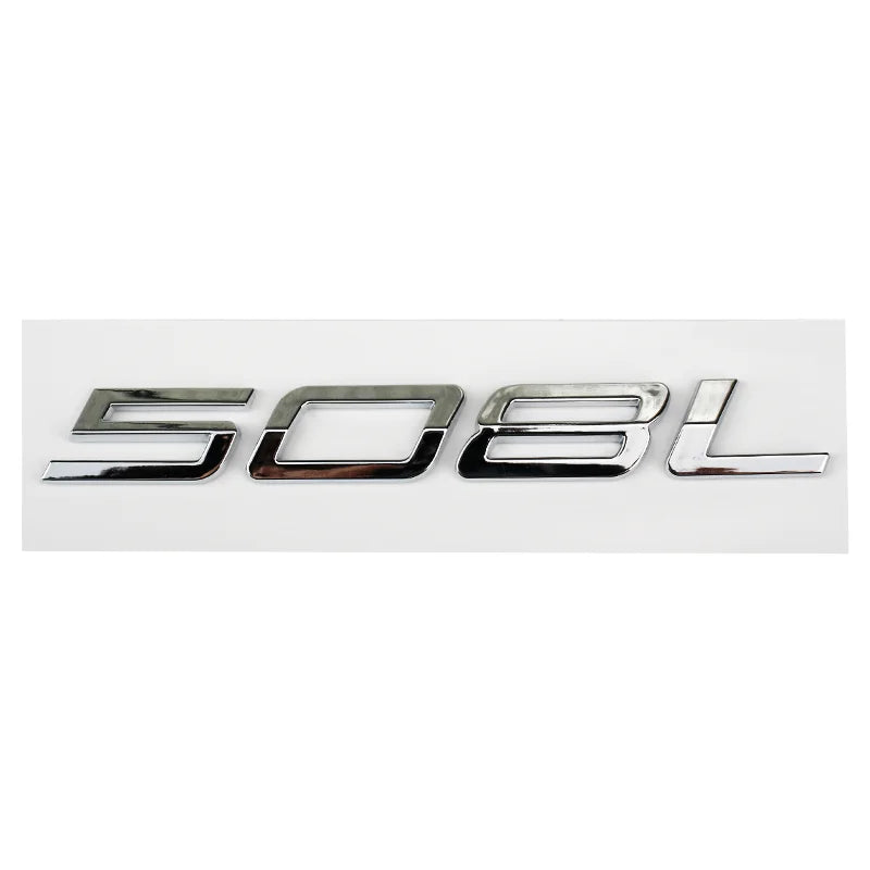 Logo Peugeot 208, 308, 408, 408X, 508 et 508L en ABS 3D, Emblème Lettres de Coffre Noir Brillant, Argent ou Gris