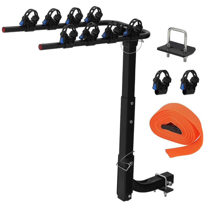Porte-Vélos sur Attelage Pliable et Inclinable pour 2 ou 4 Vélos avec Stabilisateur Anti-Oscillation en Acier pour SUV et Camping-Car