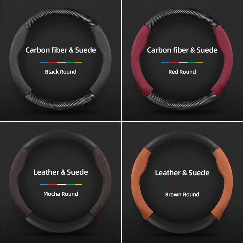 Couvre Volant Toyota Yaris, Corolla, C-HR, RAV4, Hilux, Aygo en Daim et Carbone, Tailles S, M et L