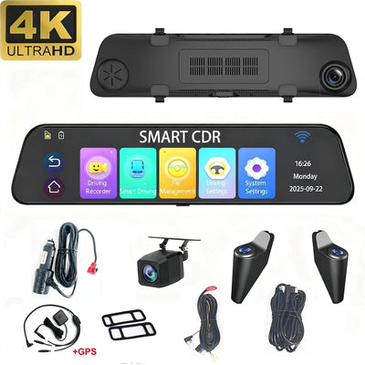 Dashcam Miroir 12 Pouces 4 Canaux 4K GPS BSD
