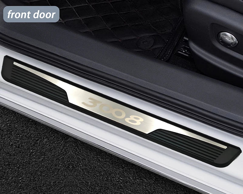 Plaques de Seuil d'Entrée Inox Peugeot 3008 2017-2020 Lot de 4