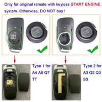 Coque de Clé Audi KEYECU Modifiée pour Télécommande Intelligente 3 Touches A1 A3 A4 A6 A8 Q2 Q3 Q5 Q7 TT RS3 RS5