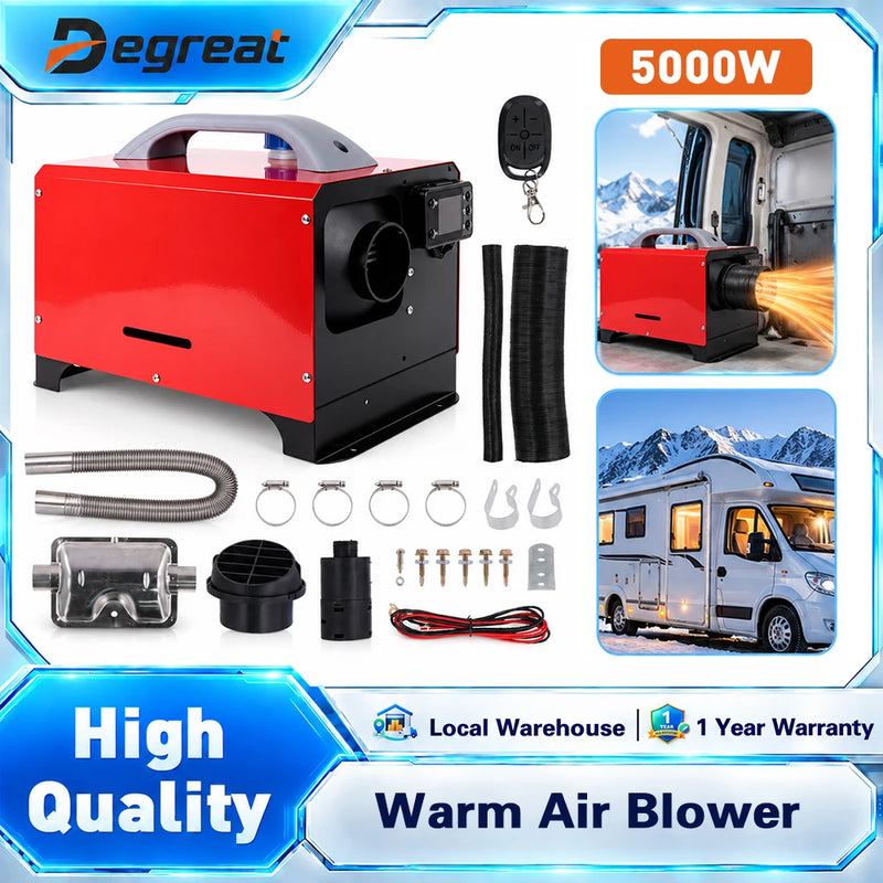 Chauffage Voiture Diesel Stationnaire 5 kW 12V Degreat avec Télécommande