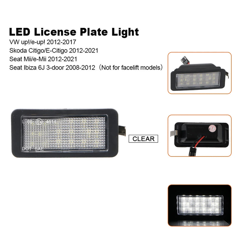 Éclairage de Plaque LED VW Up Skoda Citigo Seat Mii