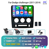 Autoradio Android 16 Dodge Challenger 2011-2014 Écran QLED CarPlay GPS Caméra DVR