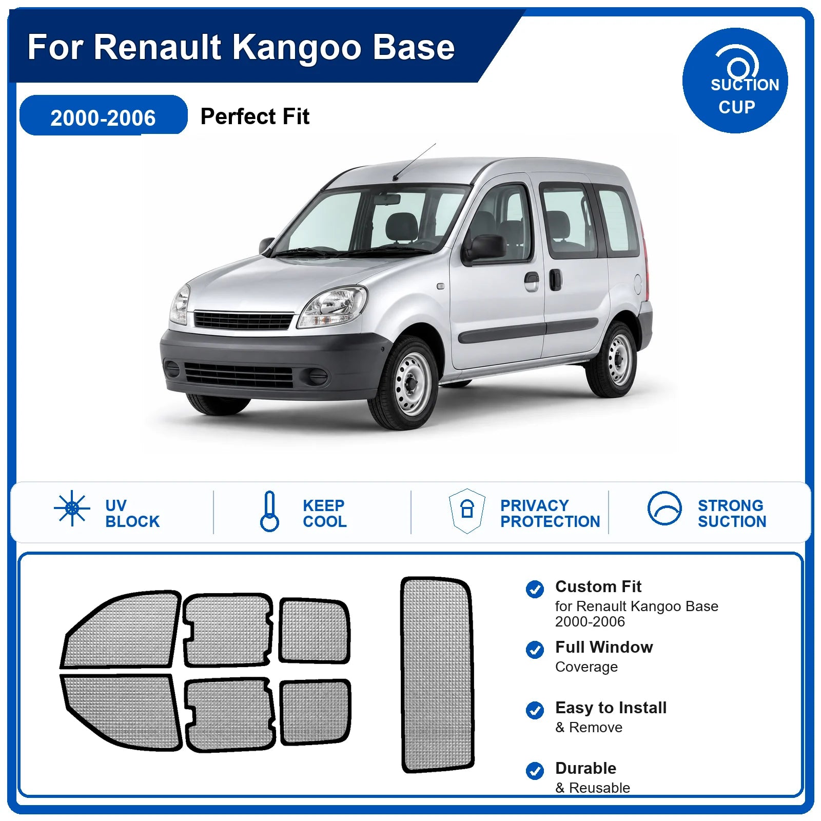 Pare-Soleil Aluminium Sur Mesure Renault Kangoo 2000-2006