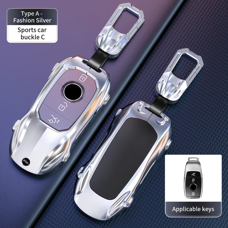 Coque de Protection Clé Mercedes Classe A B C E S W204 W205 W210 W212 W213 W176 W463 GLC GLB GLE AMG Alliage de Zinc Style Supercar