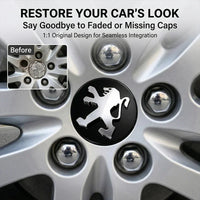Cache-Moyeux Peugeot 60 mm Premium, Lot de 4, Argent ou Noir, 206, 207, 208, 307, 308, 408, 508, 2008, 3008, RCZ