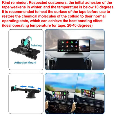 Dashcam Srnubi 10,26 Pouces 4K CarPlay Android Auto