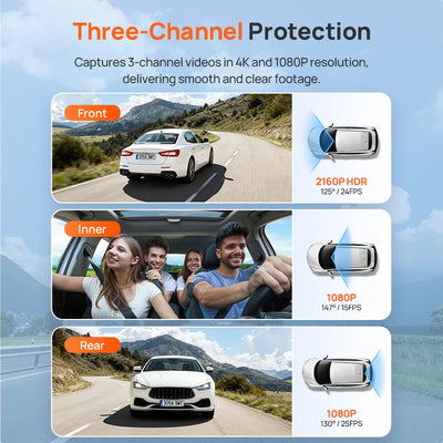 Dashcam 70mai T800E 4K 3 Canaux Commande Vocale