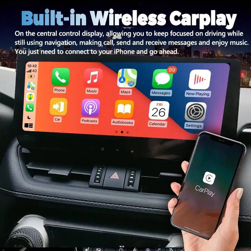 Autoradio Android Écran 12,3 Pouces Toyota RAV4 2018-2025 CarPlay Sans Fil Android Auto 4G