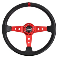 Volant Sport 350 mm Cuir PU Moyeu 6 Vis Plat Profond Universel
