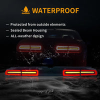 Feux Arrière LED Dodge Challenger 3e Génération 2008-2014 Clignotants Séquentiels, Rouge Transparent ou Fumé