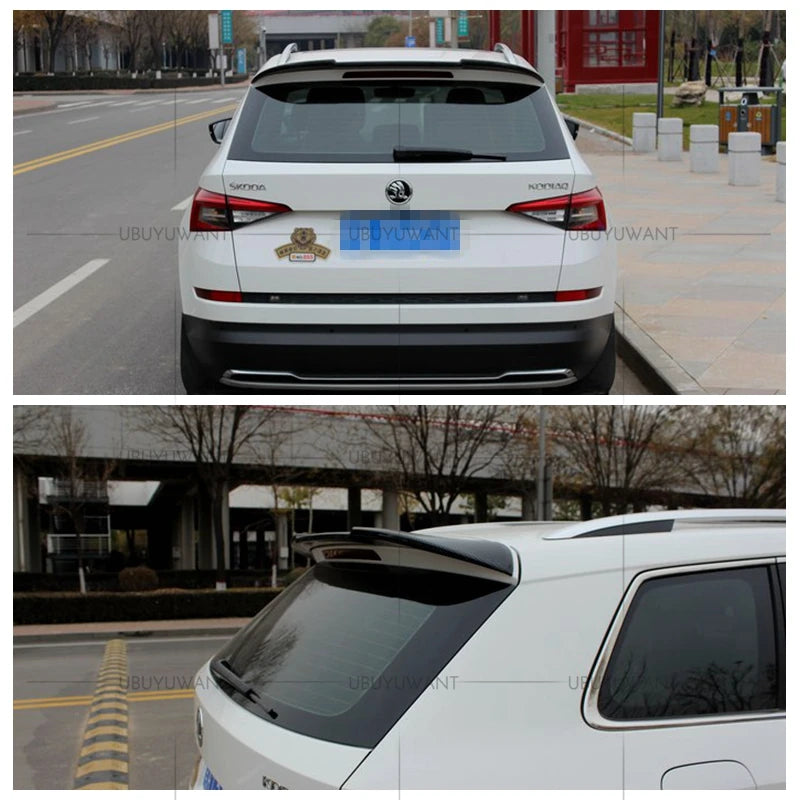 Becquet Skoda Kodiaq 2017-2019 Aileron de Toit Arrière en ABS, Apprêt, Noir ou Aspect Carbone