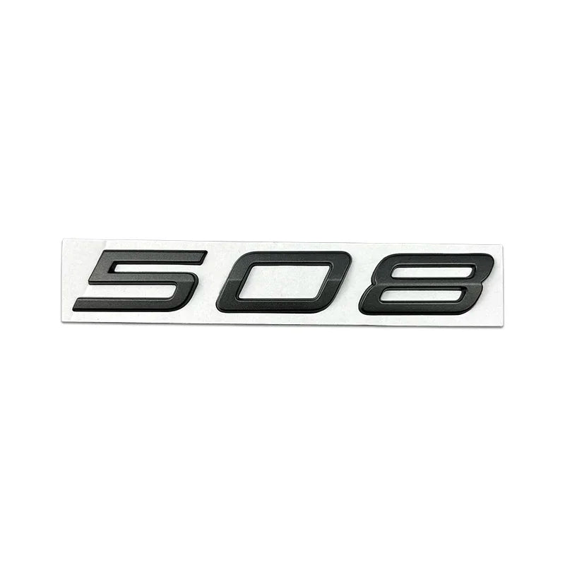 Logo Peugeot 208, 308, 408, 408X, 508 et 508L en ABS 3D, Emblème Lettres de Coffre Noir Brillant, Argent ou Gris