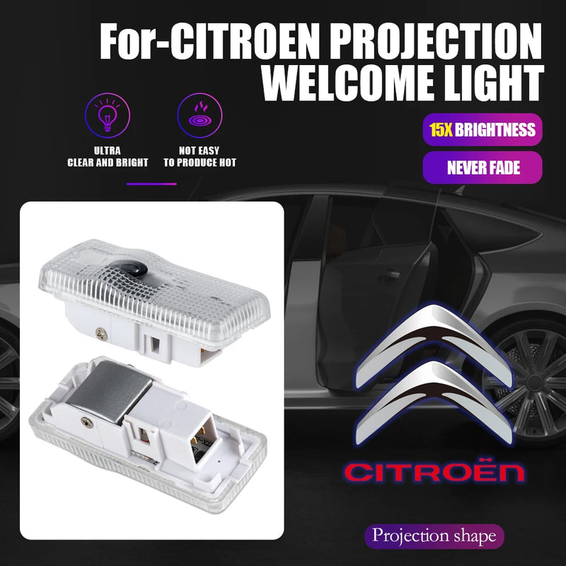 Projecteur Porte Citroën LED, Lot de 2, Remplacement Direct, C1 C2 C3 C4 C5 Berlingo