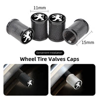 Bouchons de Valve Peugeot 206, 207, 208, 307, 308, 3008, 407, 508, Métal Strié, Lot de 4
