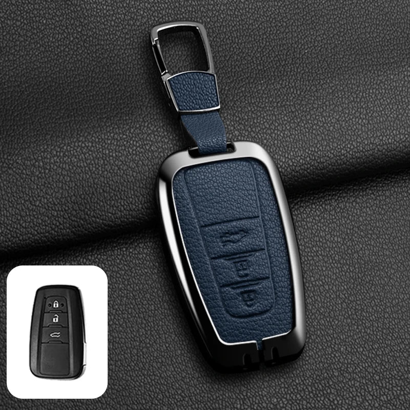 Étui de Protection Clé Toyota C-HR RAV4 Corolla Prius Camry Alliage de Zinc et Cuir