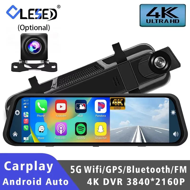 Dashcam 10 Pouces 4K CarPlay Android Auto OLESED