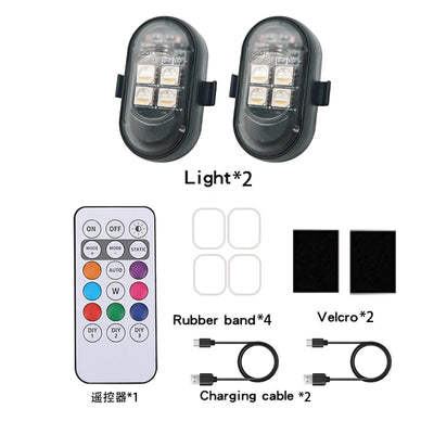 Éclairage d'Ambiance LED Sans Fil Rechargeable Voiture RGB