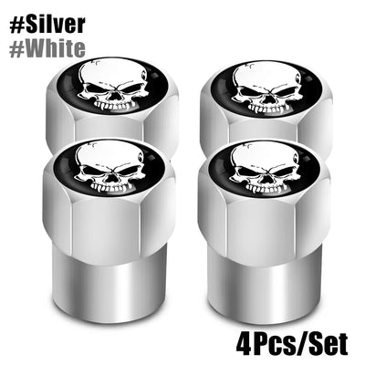 Bouchons de Valve Universels Tête de Mort Bicolores Aluminium