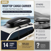 Coffre de Toit 370 L Rigide en ABS Aérodynamique Ouverture Double Face avec Serrure et 2 Sangles