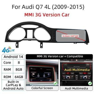 Autoradio Android 14 Audi A6 C6 Q7 2005-2015 CarPlay