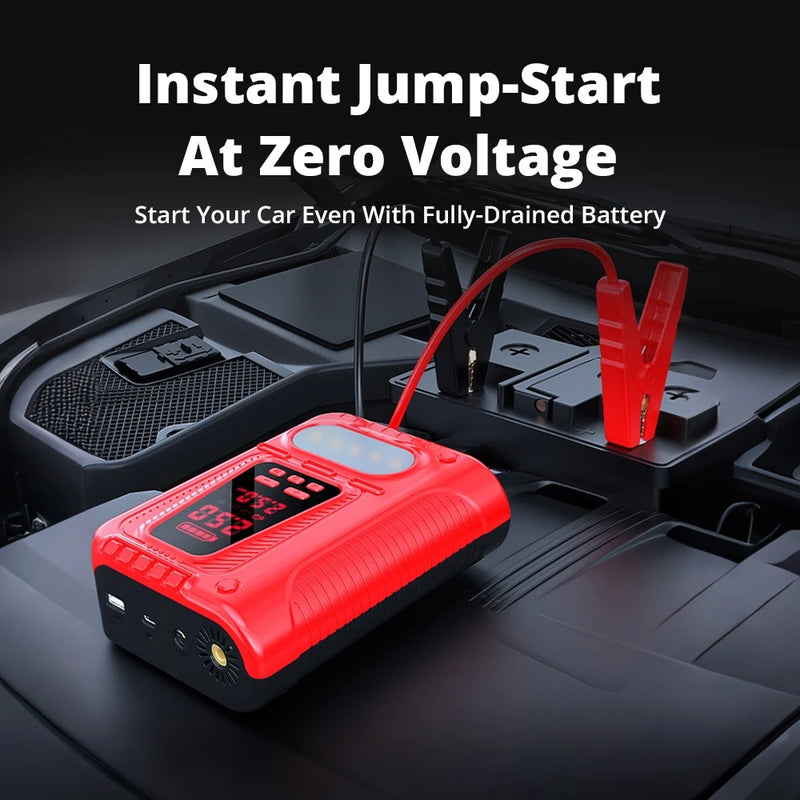 Booster de Batterie Voiture 5000A avec Compresseur 150 PSI Double Écran