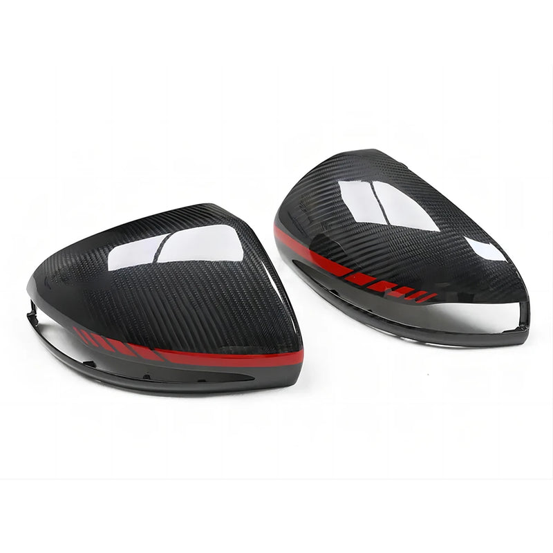 Coque de Rétroviseur Mercedes GLC X253, EQA, EQB X243, EQC N293 en Carbone Véritable de Remplacement, Sec, Forgé ou Liseré Rouge