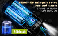 Gonfleur de Pneu Sans Fil 150 PSI 8000 mAh Double Écran