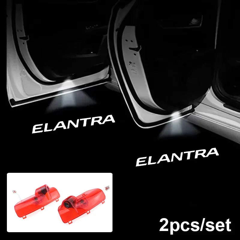 Projecteur Porte Hyundai Elantra 2008-2015, Lumière de Bienvenue LED, Lot de 2, 7 Motifs