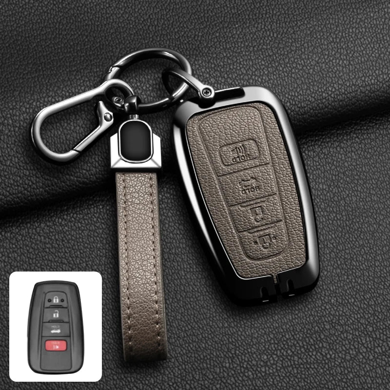 Étui de Protection Clé Toyota C-HR RAV4 Corolla Prius Camry Alliage de Zinc et Cuir