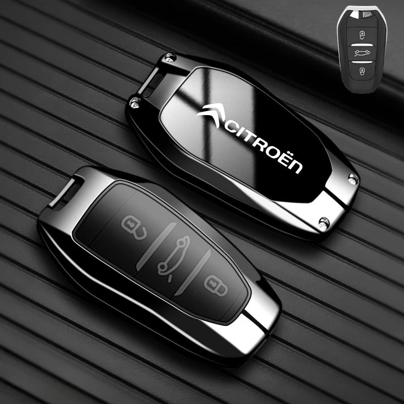 Étui de Protection Clé Citroën C1 C2 C3 C4 C5 C6 VTS Xsara C-Crosser Berlingo Jumpy Alliage de Zinc Noir ou Bleu